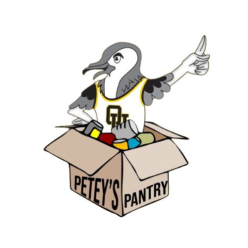 Petey's Pantry Logo showing mascot Petey with a box of food.