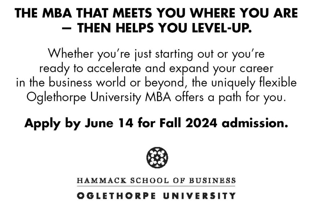 Advertisement for MBA program. Apply by June 14 for Fall 2024 Admission